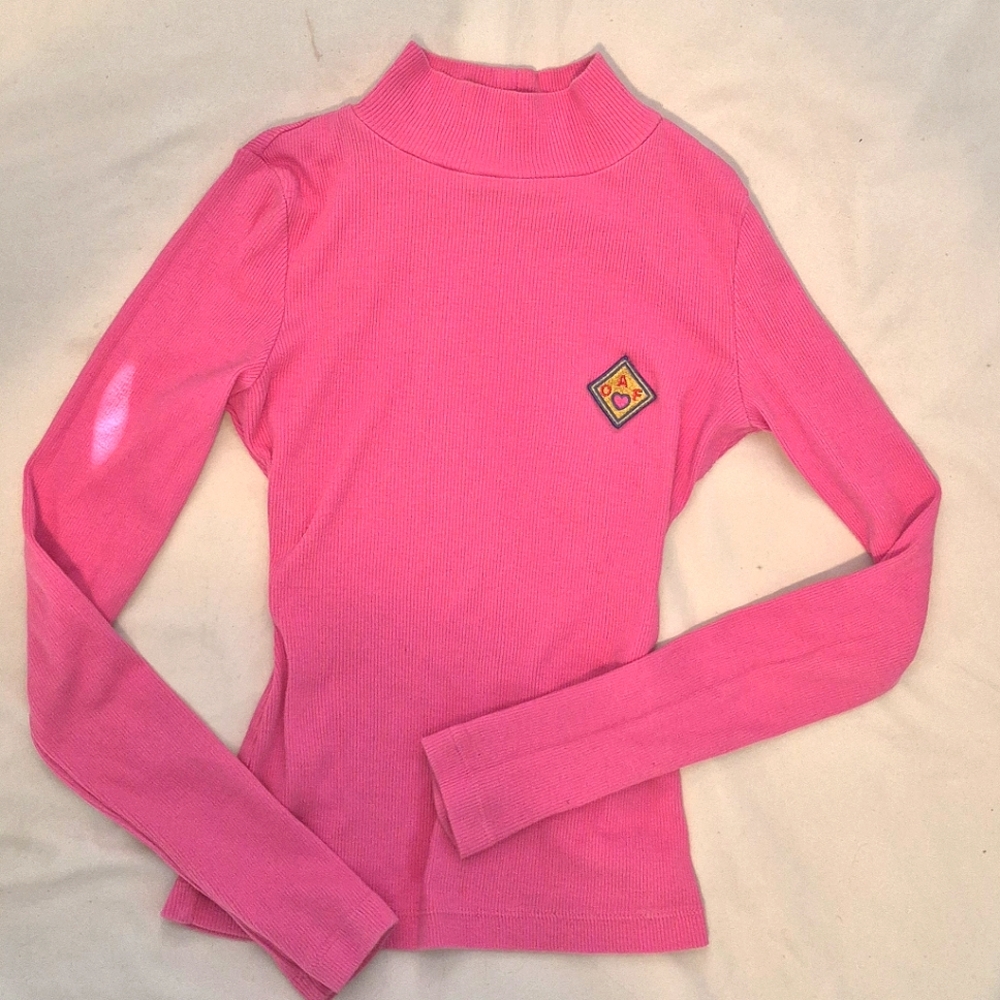 Lazy Oaf Pink Crop Mockneck Sweater, UK Size 8, Bodycon